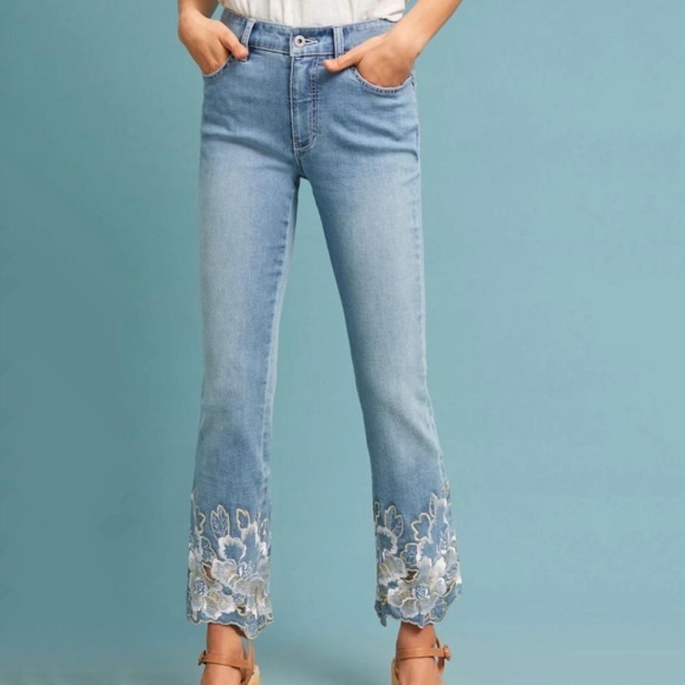 Anthropologie Pilcro Embroidered Bootcut Jeans Sz 25 Preloved - Picture 2 of 8